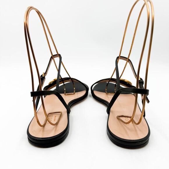 Gucci GG Marmont Flats Sandals Black Leather EU 38 US 8 - Picture 5 of 9